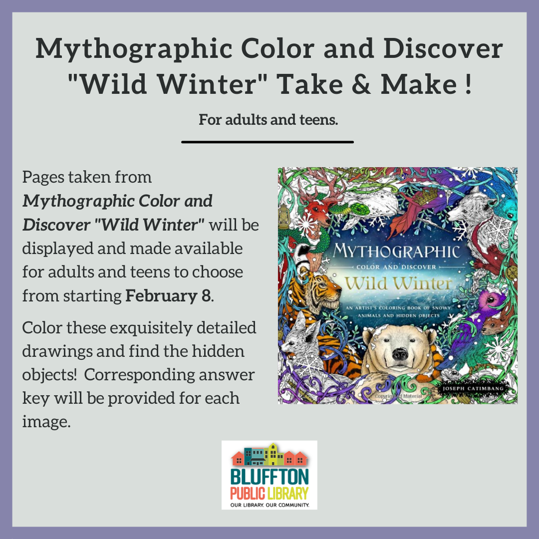 Adult/Teen Mythographic Color and Discover 'Wild 'Winter' Take & Make  Available