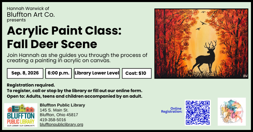 Acrylic Art Class: Fall Deer Scene