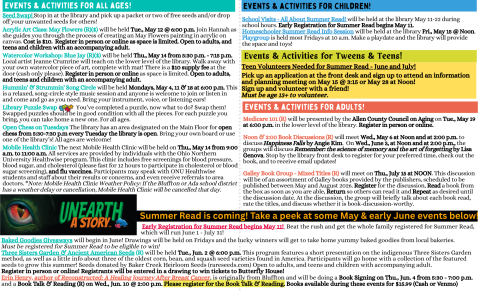 May Calendar at Bluffton Public Library