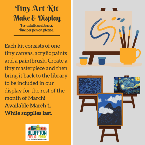 Image of easels, paint, and paintings