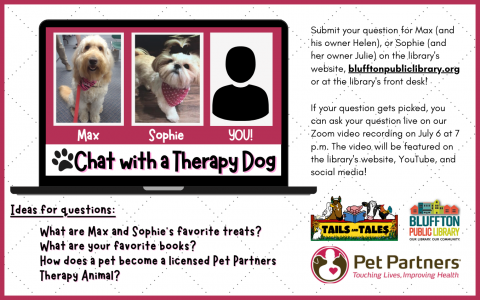 Chat with a Therapy Dog event flyer