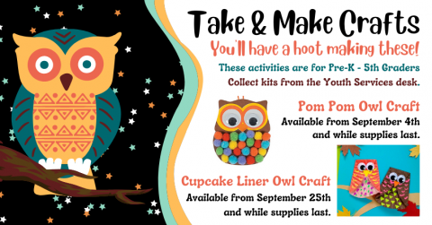 Flyer with owl crafts pictured