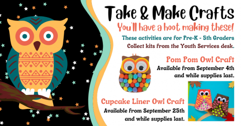 Kids Take & Make flyer about September crafts