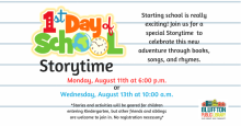 1st Day of School Storytime 1st Day of School Storytime
